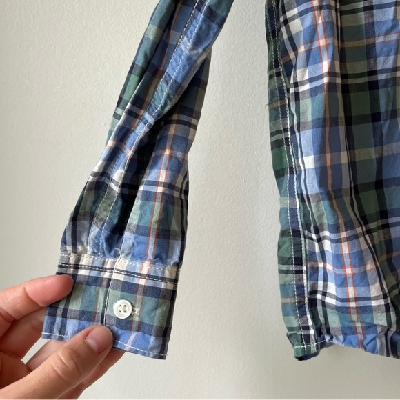 🌼 5/$25 Carter’s Boys Plaid Button-Up Shirt 5T Long Sleeve Blue Green - Picture 5 of 10